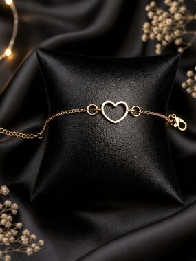Gold Open Heart Chain Bracelet for Women